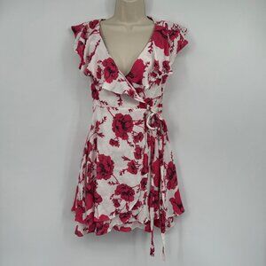 Free People dress XS French Quarter Floral True Wrap Mini Ruffle Boho Bohemian